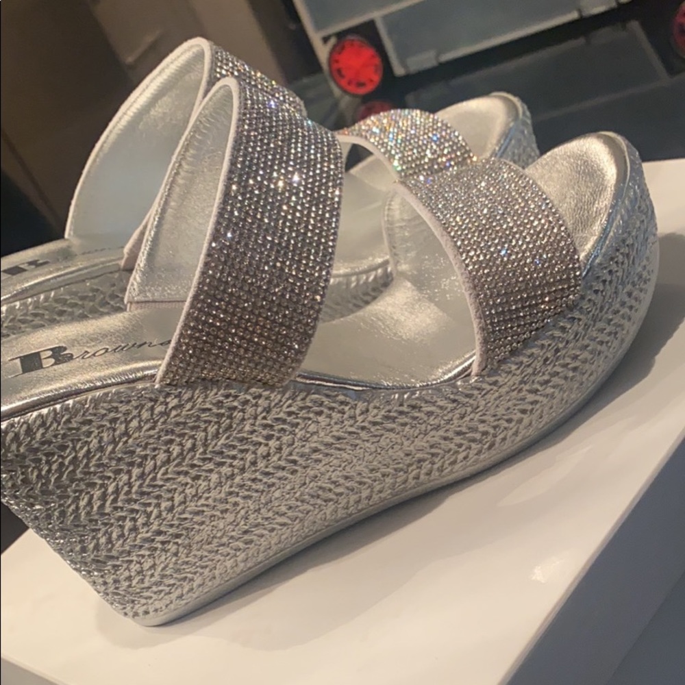 Brand new bejeweled wedge sandals